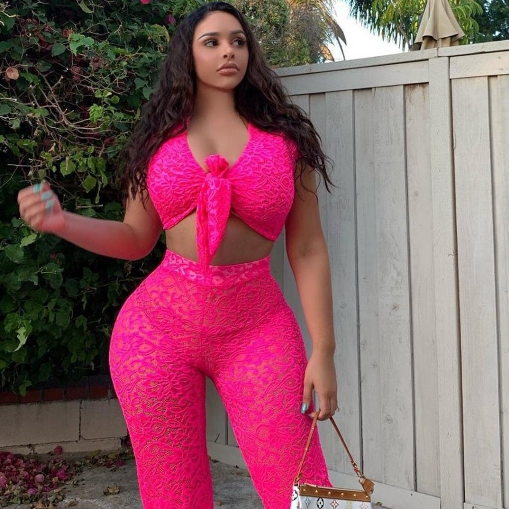 Fashion Nova Lisa Lace Pant Set